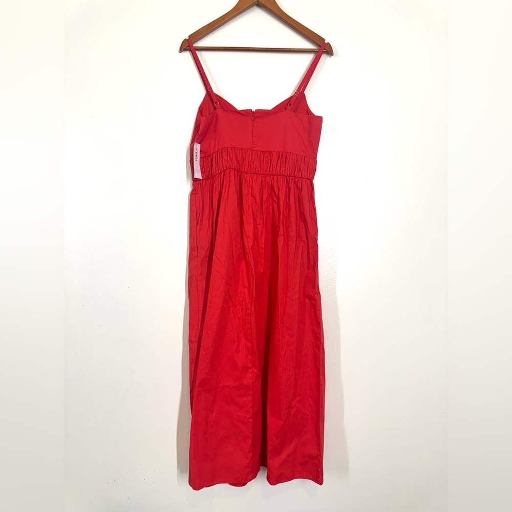 NWT Donna Morgan Red Cotton Ruched around waist SunDress w/ Pockets Size 8 - Picture 8 of 15